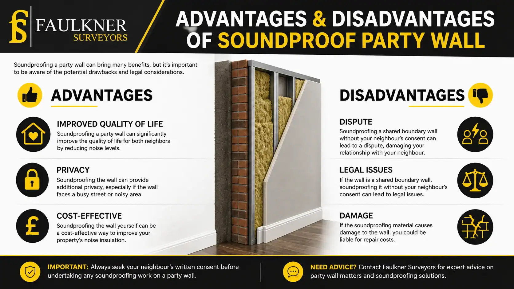 Can you soundproof a Party wall? 2 Advantages and Disadvantages of Soundproof Party Wall Milton-Keynes